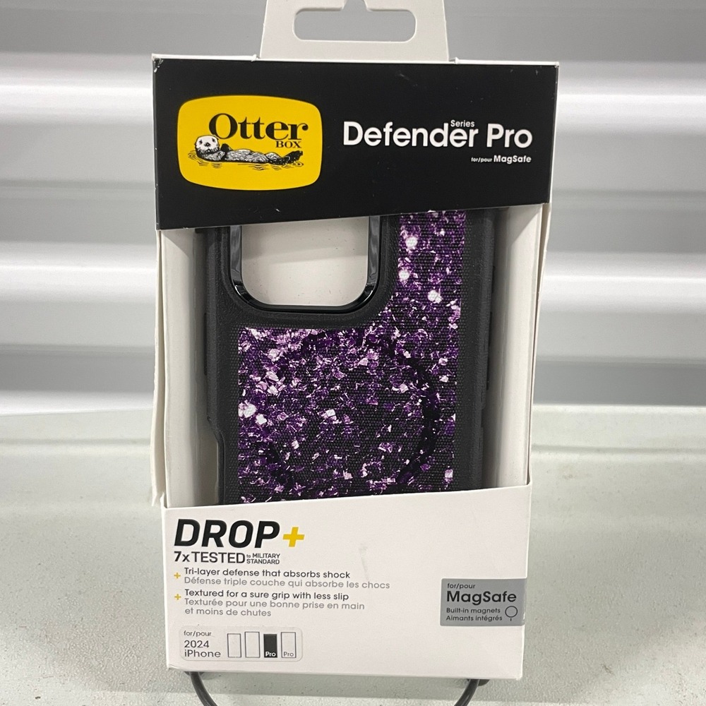 OtterBox Defender Pro MagSafe iPhone 16 Pro Case Purple Glitter 77-96024